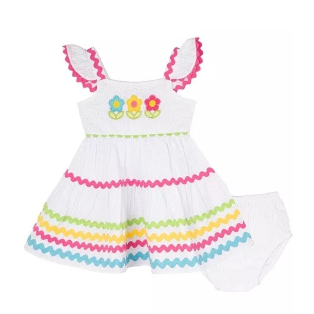 Rare Edition Baby Girls' Square Neck Dress With Diaper Cover 3-6 NWT